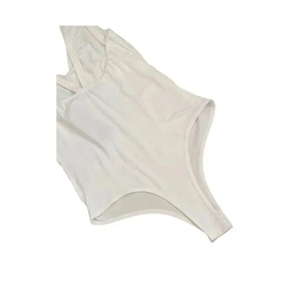 NWT Gaze V-Neck White Boho Womens Bodysuit SZ XS - Picture 2 of 5